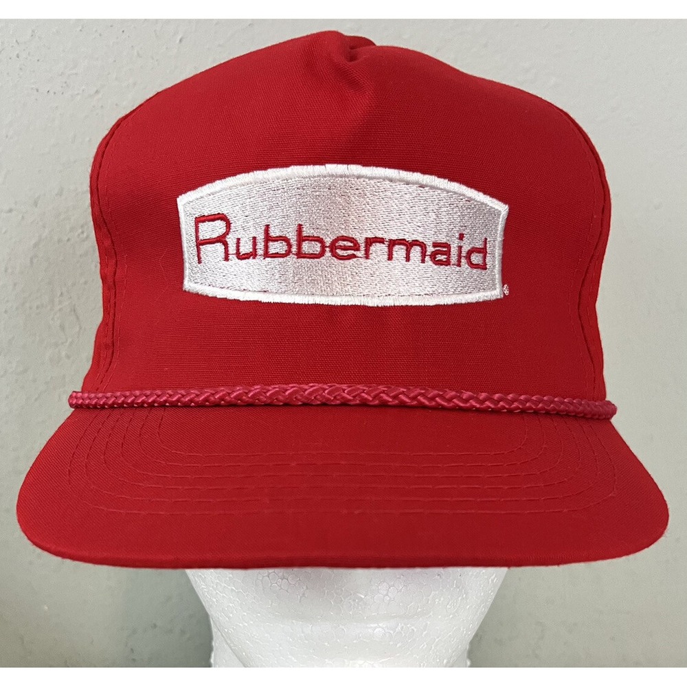 Sportsman Rubbermaid Vintage Red Snapback Rope Hat Cap Mens Adjustable Z-16